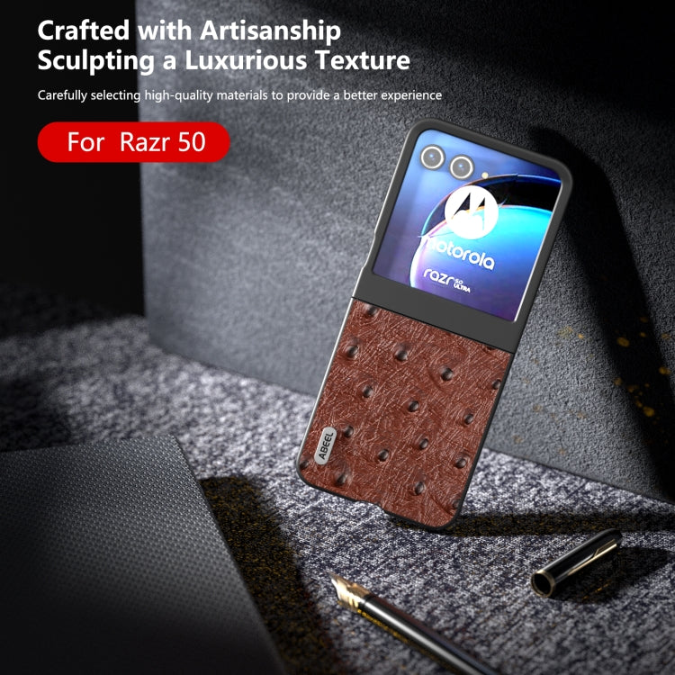 For Motorola Razr 50 ABEEL Genuine Leather Ostrich Texture Phone Case