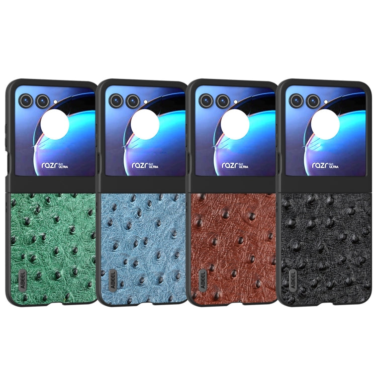 For Motorola Razr 50 ABEEL Genuine Leather Ostrich Texture Phone Case