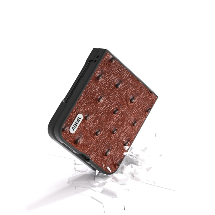 For Motorola Razr 50 Ultra ABEEL Genuine Leather Ostrich Texture Phone Case