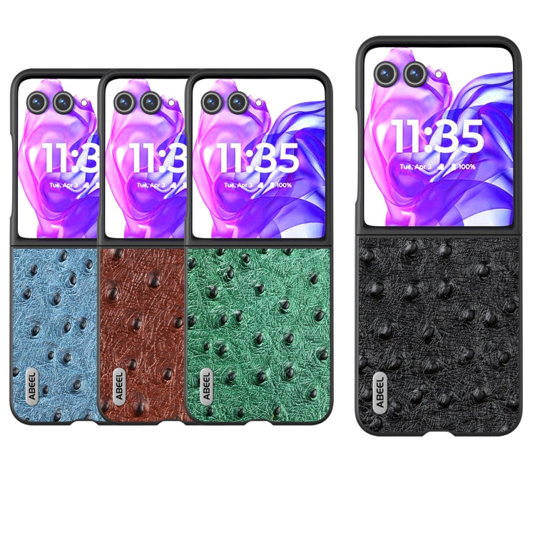 For Motorola Razr 50 Ultra ABEEL Genuine Leather Ostrich Texture Phone Case