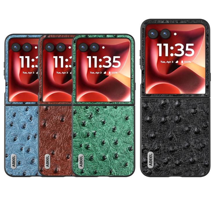 For Motorola Razr 60 Ultra ABEEL Genuine Leather Ostrich Texture Phone Case