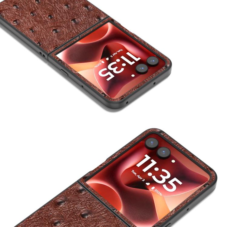 For Motorola Razr 60 Ultra ABEEL Genuine Leather Ostrich Texture Phone Case