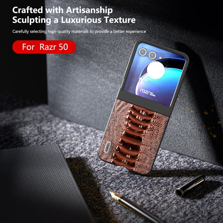 For Motorola Razr 50 ABEEL Genuine Leather Weilai Series Phone Case