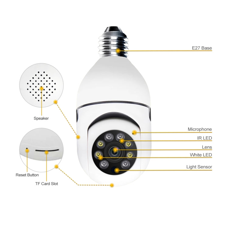 ESCAM PR001 E27 4MP Motion Tracking Smart WiFi Night Vision Dome Camera Supports Alexa Google(White)