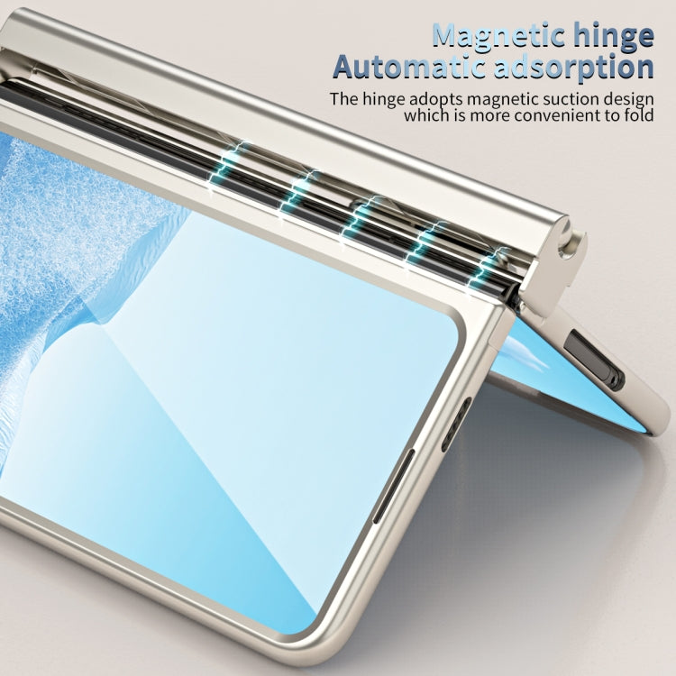 For Google Pixel Fold Integrated Electroplating Pen Slot Double Hinge Folding Phone Case with Stylus