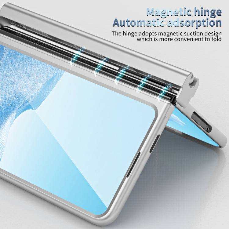 For Google Pixel Fold Integrated Electroplating Pen Slot Double Hinge Folding Phone Case with Stylus