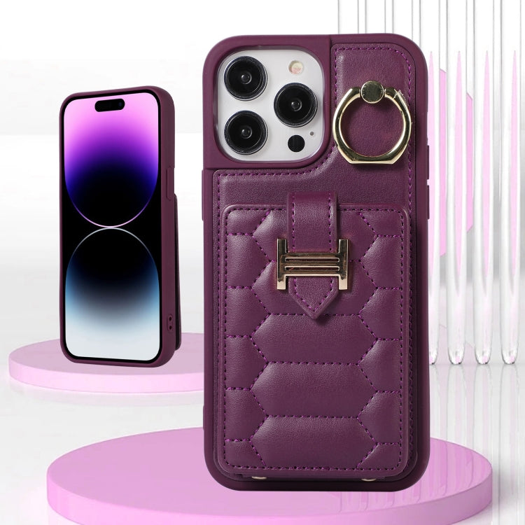 For iPhone 14 Vertical Card Bag Ring Holder Phone Case with Dual Lanyard