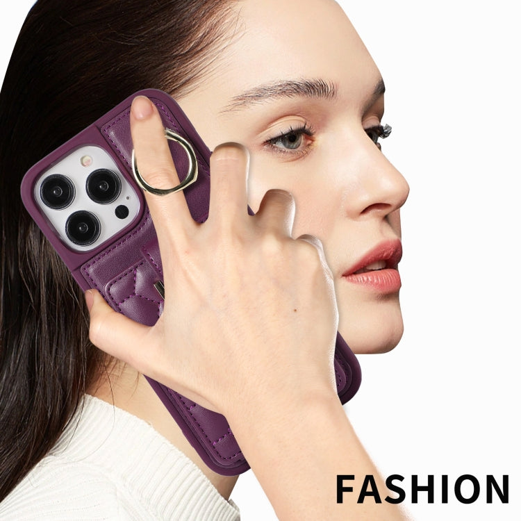 For iPhone 14 Vertical Card Bag Ring Holder Phone Case with Dual Lanyard