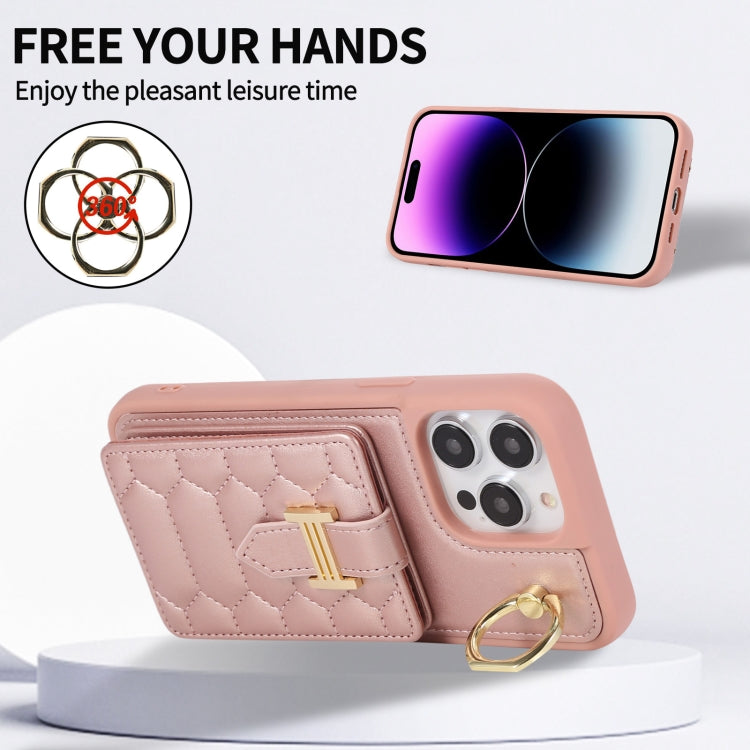 For iPhone 14 Vertical Card Bag Ring Holder Phone Case with Dual Lanyard
