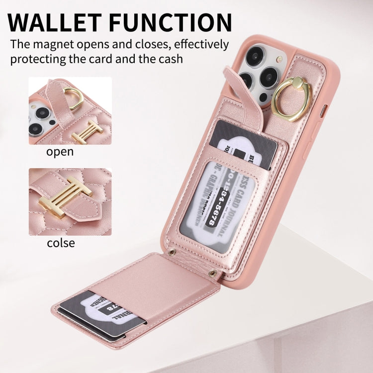 For iPhone 14 Vertical Card Bag Ring Holder Phone Case with Dual Lanyard