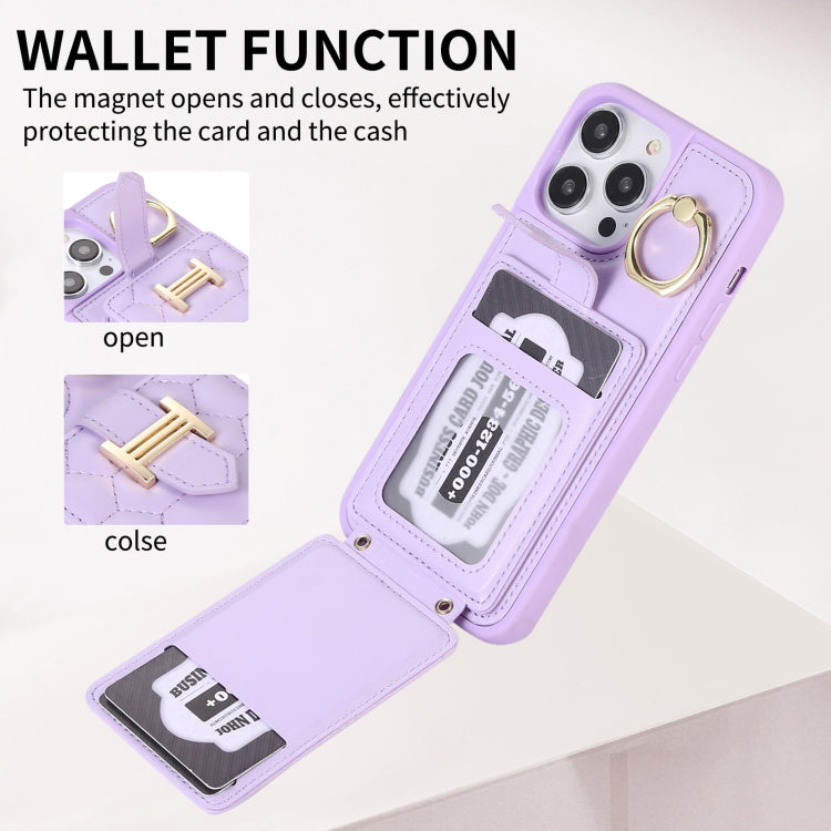 For iPhone 14 Vertical Card Bag Ring Holder Phone Case with Dual Lanyard