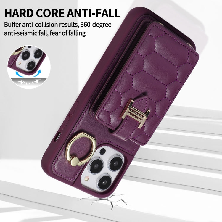 For iPhone 14 Plus Vertical Card Bag Ring Holder Phone Case with Dual Lanyard