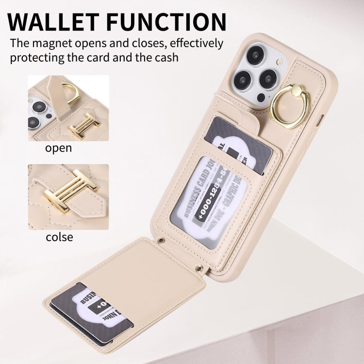 For iPhone 14 Plus Vertical Card Bag Ring Holder Phone Case with Dual Lanyard