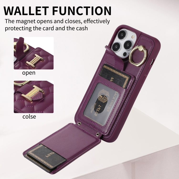 For iPhone 14 Pro Vertical Card Bag Ring Holder Phone Case with Dual Lanyard