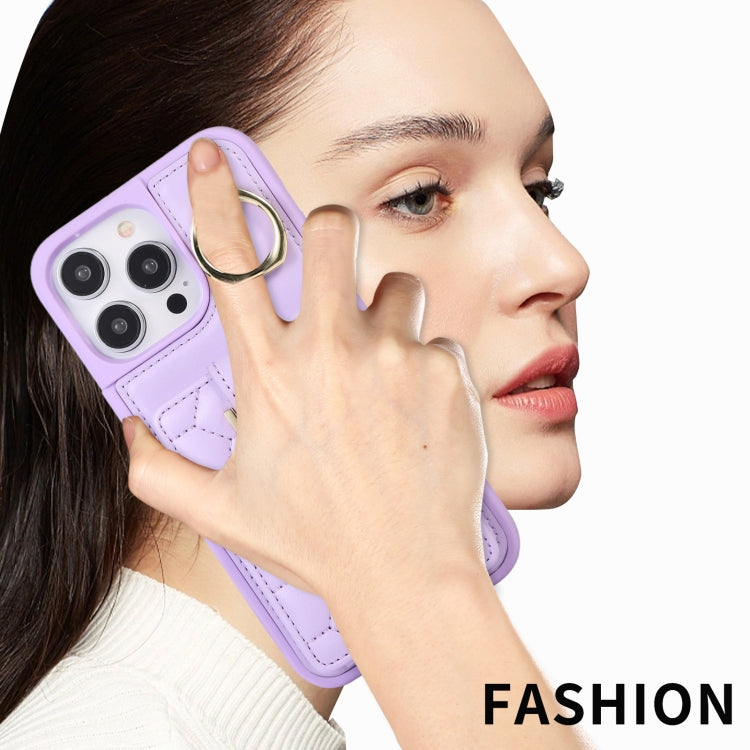 For iPhone 14 Pro Vertical Card Bag Ring Holder Phone Case with Dual Lanyard