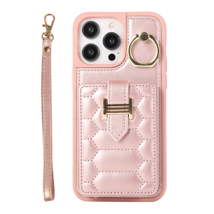 For iPhone 14 Pro Max Vertical Card Bag Ring Holder Phone Case with Dual Lanyard