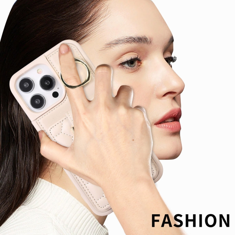 For iPhone 14 Pro Max Vertical Card Bag Ring Holder Phone Case with Dual Lanyard