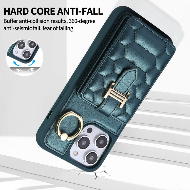 For iPhone 14 Pro Max Vertical Card Bag Ring Holder Phone Case with Dual Lanyard