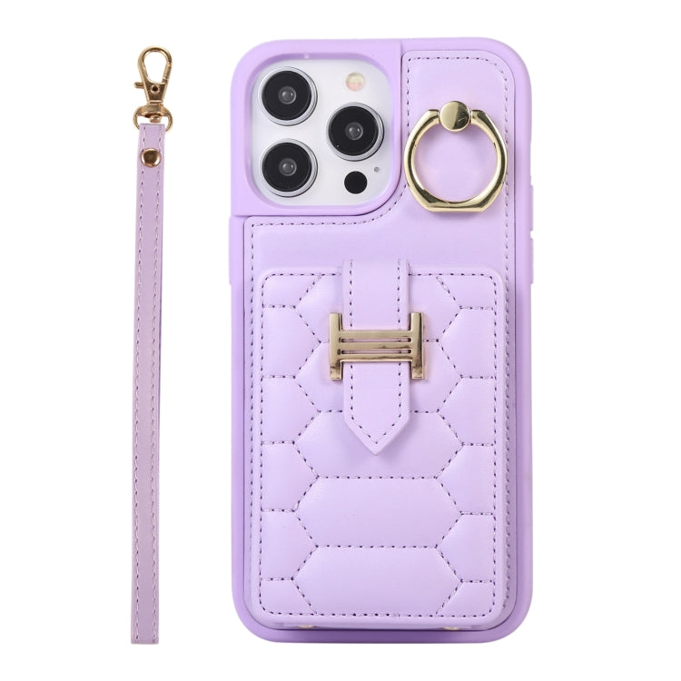 For iPhone 14 Pro Max Vertical Card Bag Ring Holder Phone Case with Dual Lanyard