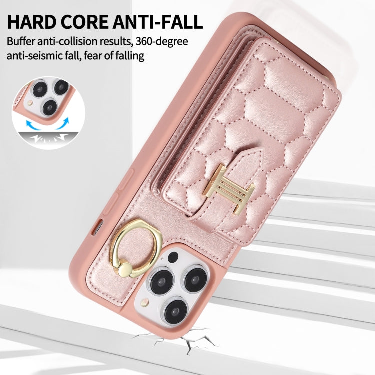 For iPhone 13 Pro Vertical Card Bag Ring Holder Phone Case with Dual Lanyard