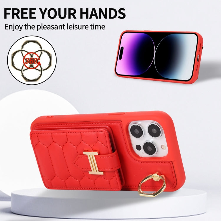 For iPhone 13 Pro Vertical Card Bag Ring Holder Phone Case with Dual Lanyard