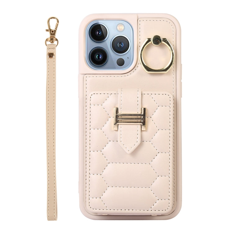 For iPhone 13 Pro Vertical Card Bag Ring Holder Phone Case with Dual Lanyard
