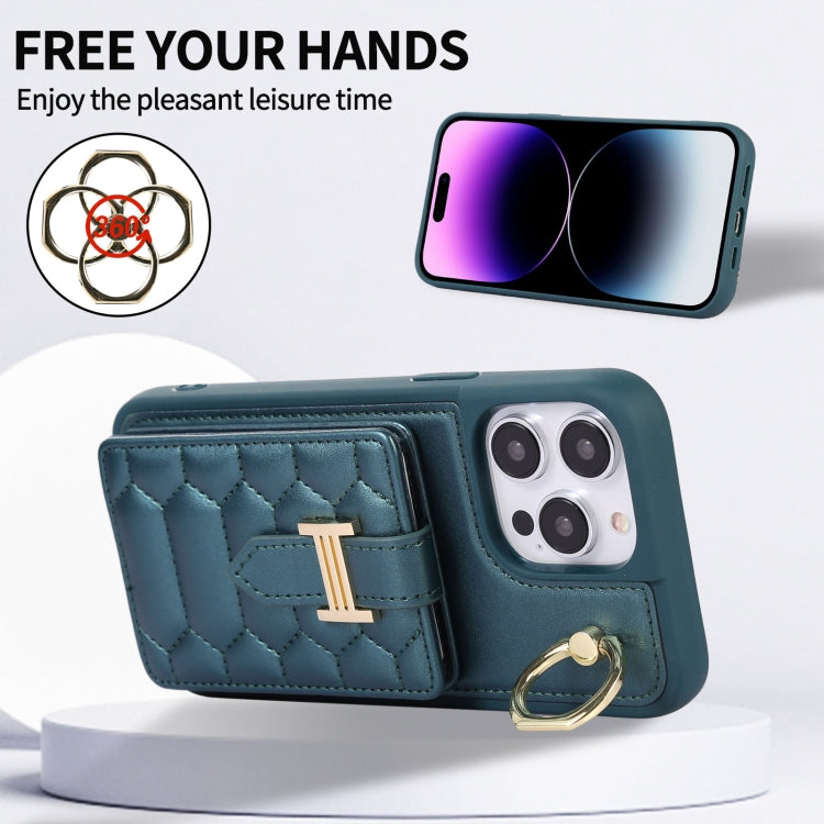 For iPhone 13 Pro Vertical Card Bag Ring Holder Phone Case with Dual Lanyard