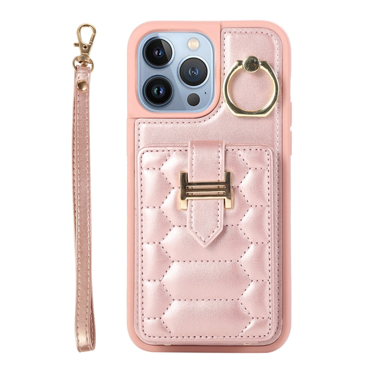 For iPhone 13 Pro Max Vertical Card Bag Ring Holder Phone Case with Dual Lanyard