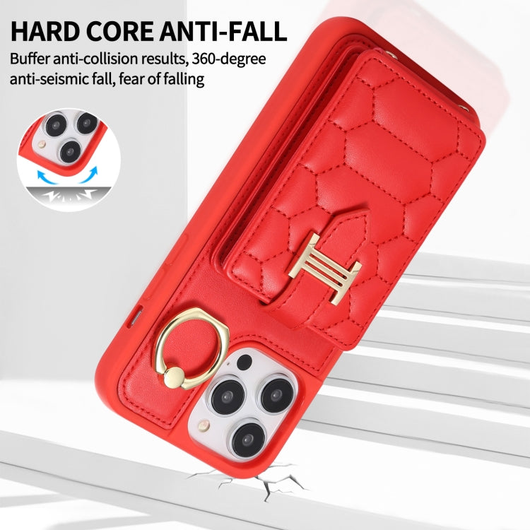 For iPhone 13 Pro Max Vertical Card Bag Ring Holder Phone Case with Dual Lanyard