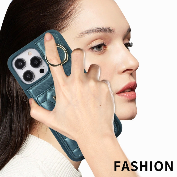 For iPhone 13 Pro Max Vertical Card Bag Ring Holder Phone Case with Dual Lanyard
