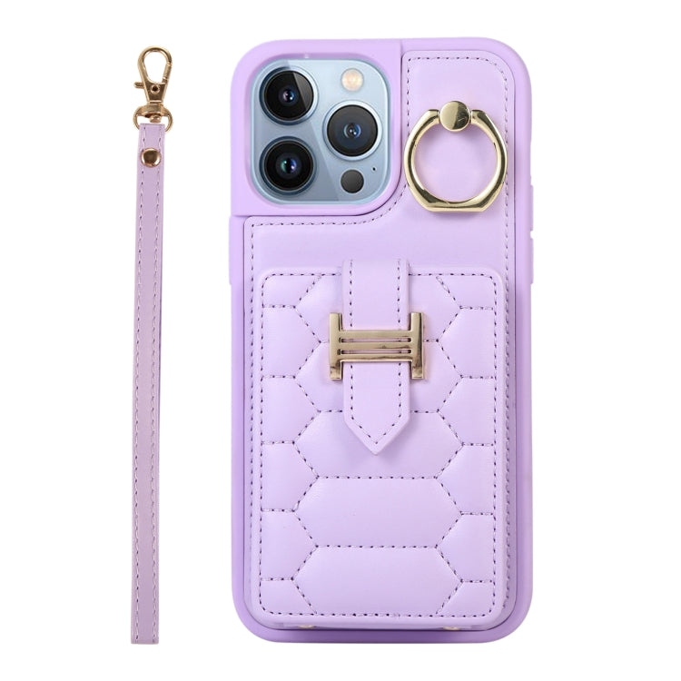 For iPhone 13 Pro Max Vertical Card Bag Ring Holder Phone Case with Dual Lanyard