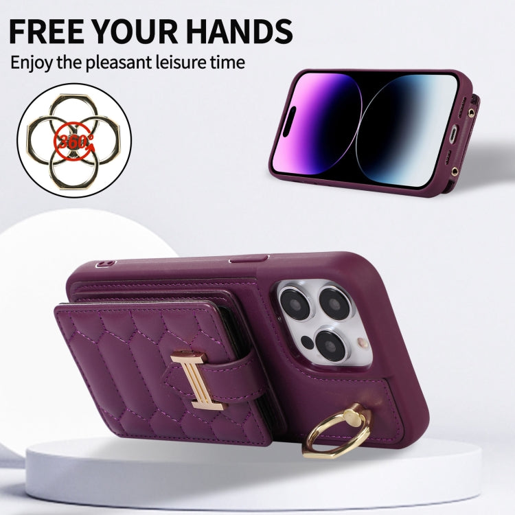 For iPhone 12 Pro Vertical Card Bag Ring Holder Phone Case with Dual Lanyard