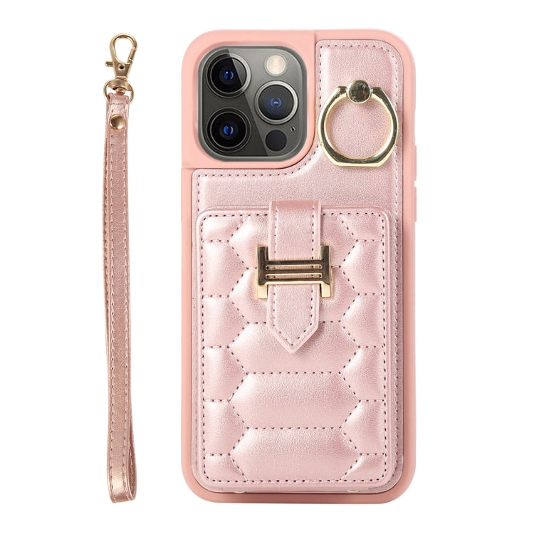 For iPhone 12 Pro Vertical Card Bag Ring Holder Phone Case with Dual Lanyard