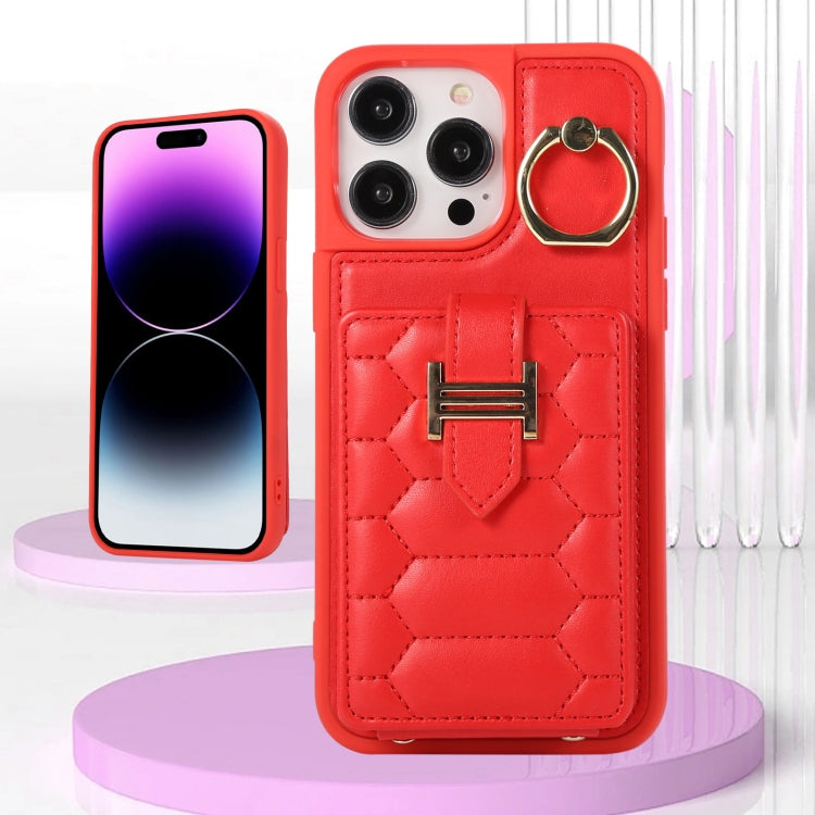 For iPhone 12 Pro Vertical Card Bag Ring Holder Phone Case with Dual Lanyard