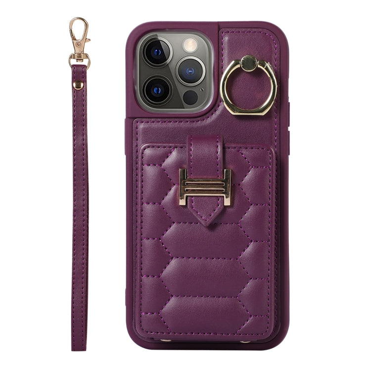 For iPhone 12 Pro Max Vertical Card Bag Ring Holder Phone Case with Dual Lanyard
