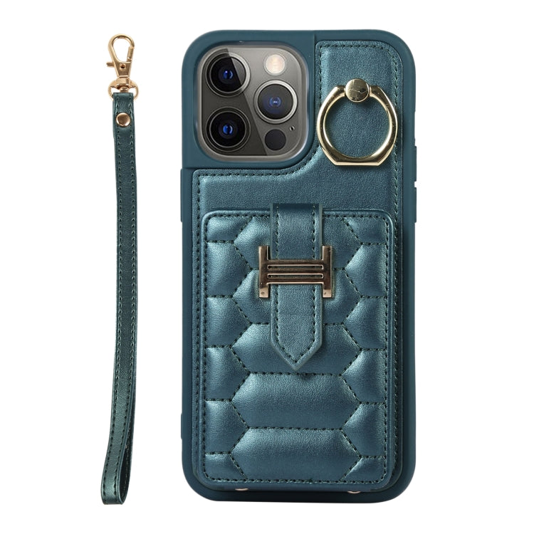 For iPhone 12 Pro Max Vertical Card Bag Ring Holder Phone Case with Dual Lanyard