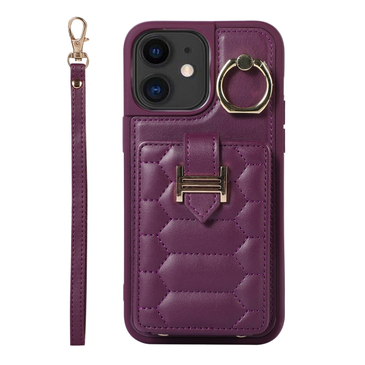 For iPhone 11 Vertical Card Bag Ring Holder Phone Case with Dual Lanyard