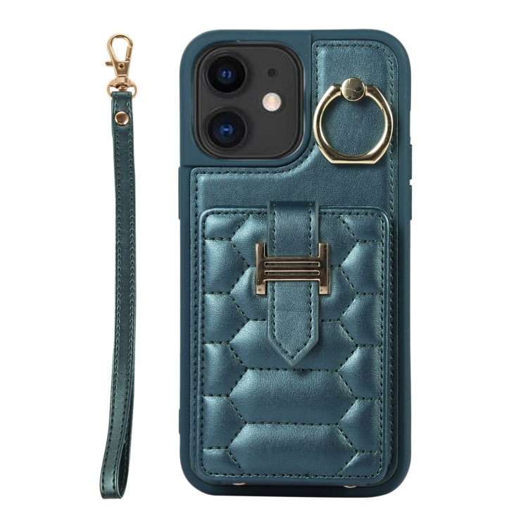 For iPhone 11 Vertical Card Bag Ring Holder Phone Case with Dual Lanyard