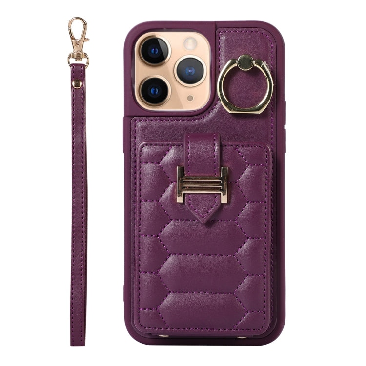 For iPhone 11 Pro Vertical Card Bag Ring Holder Phone Case with Dual Lanyard