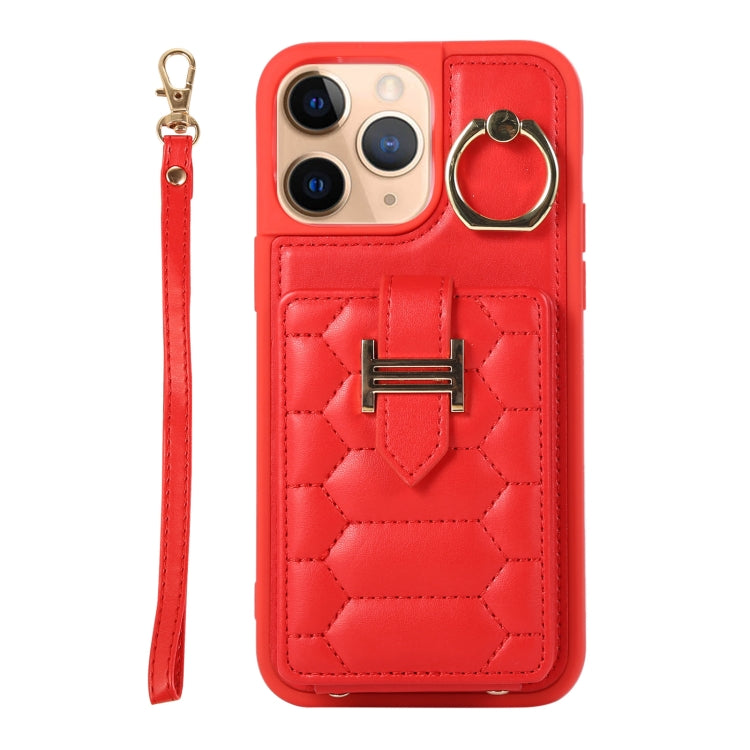For iPhone 11 Pro Max Vertical Card Bag Ring Holder Phone Case with Dual Lanyard
