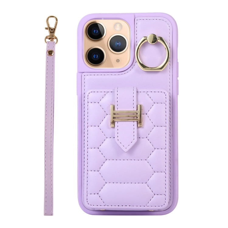 For iPhone 11 Pro Max Vertical Card Bag Ring Holder Phone Case with Dual Lanyard