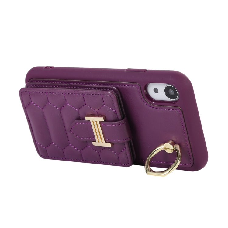 For iPhone XR Vertical Card Bag Ring Holder Phone Case with Dual Lanyard