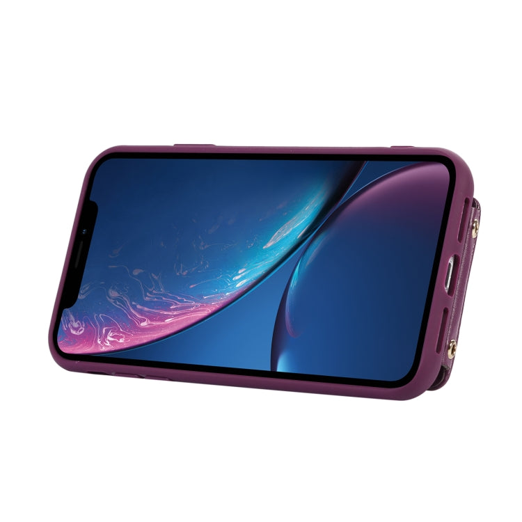 For iPhone XR Vertical Card Bag Ring Holder Phone Case with Dual Lanyard