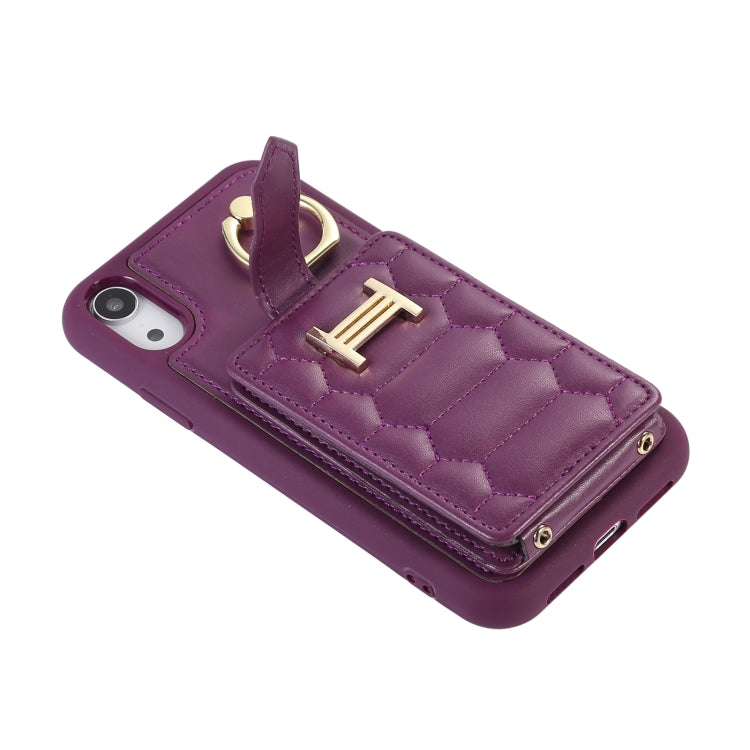 For iPhone XR Vertical Card Bag Ring Holder Phone Case with Dual Lanyard