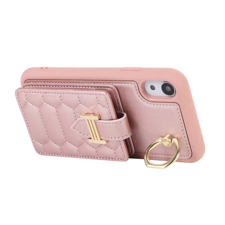 For iPhone XR Vertical Card Bag Ring Holder Phone Case with Dual Lanyard