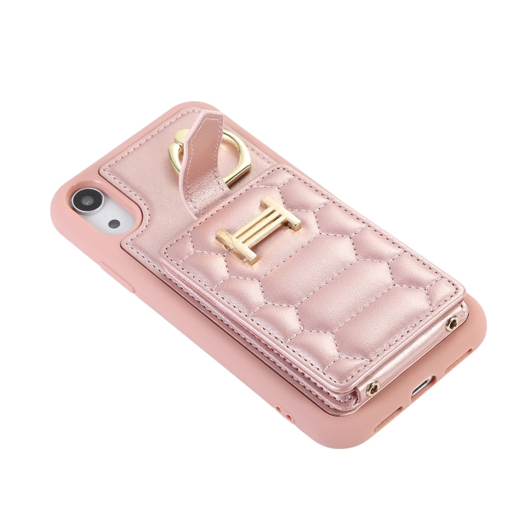 For iPhone XR Vertical Card Bag Ring Holder Phone Case with Dual Lanyard