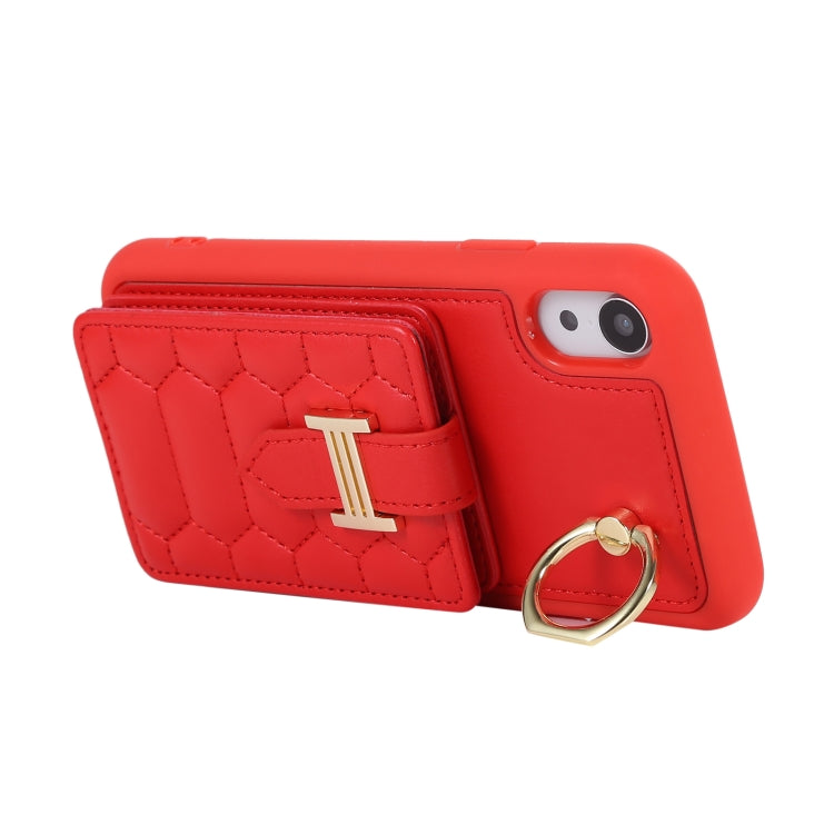 For iPhone XR Vertical Card Bag Ring Holder Phone Case with Dual Lanyard