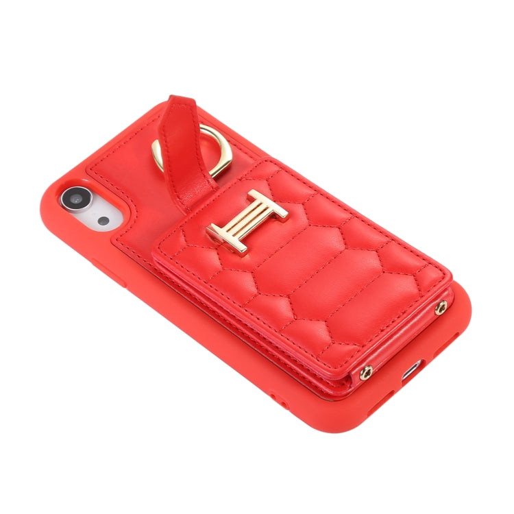 For iPhone XR Vertical Card Bag Ring Holder Phone Case with Dual Lanyard