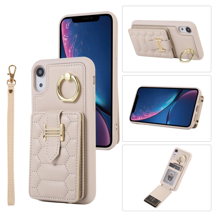 For iPhone XR Vertical Card Bag Ring Holder Phone Case with Dual Lanyard