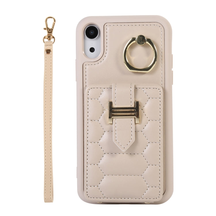 For iPhone XR Vertical Card Bag Ring Holder Phone Case with Dual Lanyard